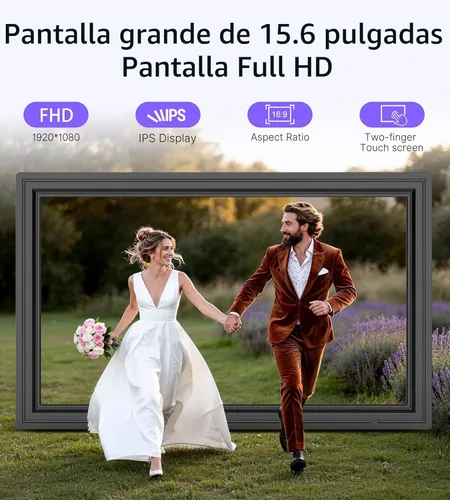 Miniatura 5 de Marco de fotos digital grande de 64GB de 15.6", marcos de fotos electrónicos WiFi Uhale con pantalla táctil FHD IPS de 1920 x 1080, compatible