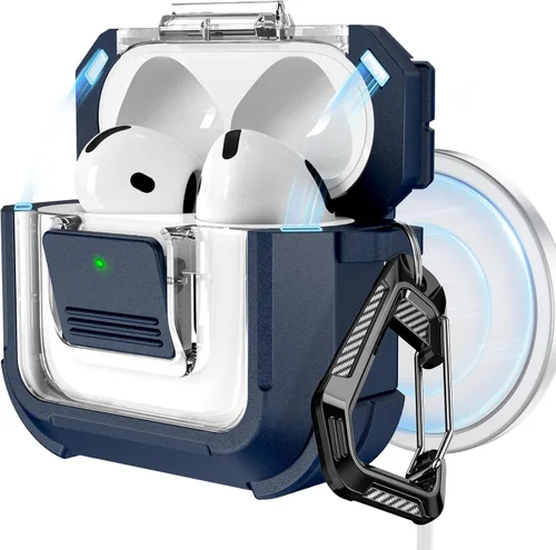 Miniatura 11 de RFUNGUANGO Funda para AirPods Pro 2, compatible con AirPods Pro de 2ª/1ª generación, compatible con MagSafe, bloqueo automático magnético con kit