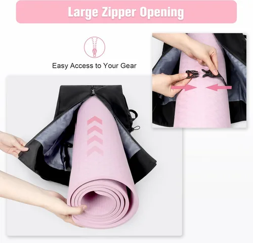 Miniatura 5 de WOMACO Bolsa para esterilla de yoga, portador de bloques de yogamat ajustable con correas de mochila y bolsillos laterales, mochila de yoga