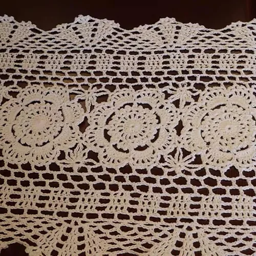 Miniatura 2 de Phantomon Camino de mesa ovalado de encaje, manteles individuales de ganchillo hechos a mano, 100% algodón (beige ovalado, 12 x 24 pulgadas)