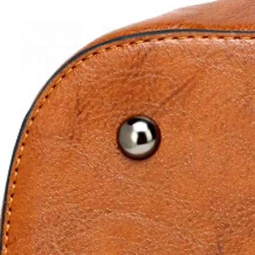 Miniatura 7 de Bolso de hombro con asa superior para mujer bolso de mano de tamaño grande bolso de hombro de cuero vintage con hebilla de metal café