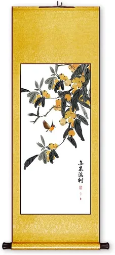 Miniatura 12 de Xzhipeng Pergamino Pintura colgante vertical Flor pájaro Pintura china Porche Pasillo Pasillo Pintura colgante Pergamino Sala de estar Comedor