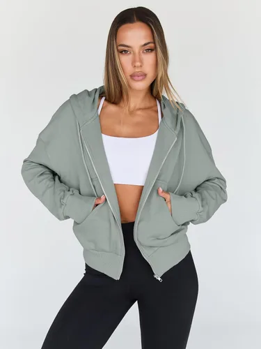 Miniatura 2 de Trendy Queen Sudaderas con capucha para mujer, con cremallera completa, sudaderas recortadas, chaquetas informales, cómodas, para gimnasio, trajes