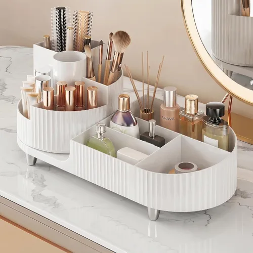 Miniatura 11 de Organizador de maquillaje giratorio, Estuche de exhibición de cosméticos de gran capacidad, fácil de guardar todos tus productos de maquillaje, al