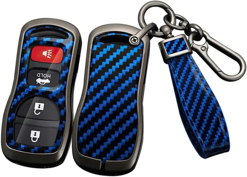 Miniatura 10 de ontto Funda para llave de automóvil Nissan 2002 en adelante, diseño de carbono, antiarañazos, para Infiniti FX35, FX45, QX4, color negro