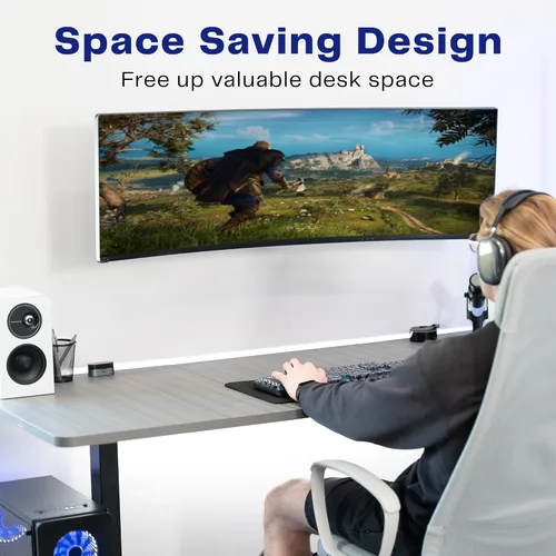 Miniatura 8 de VIVO Soporte de pared para monitor ultra ancho de movimiento completo, se adapta a pantallas ultra anchas de hasta 49 pulgadas y 44 libras, brazo