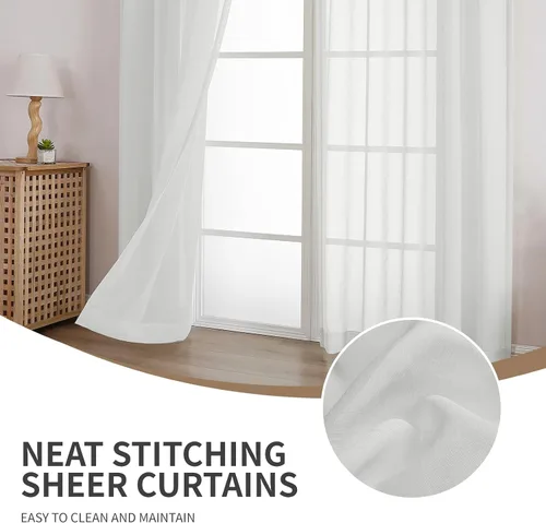 Miniatura 2 de CUCRAF Juego de 2 paneles de cortinas traslúcidas negras de 72 pulgadas de largo, con bolsillo para barra, cortinas de gasa para sala de estar