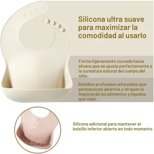 Miniatura 4 de PandaEar Set of 3 Silicone Baby Bibs Waterproof, Soft, Unisex, 10-72 Months