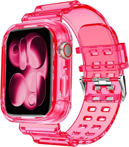 Miniatura 76 de DABAOZA - Correa compatible con Apple Watch de 49 mm, 46 mm, 45 mm, 44 mm, 42 mm, 41 mm, 40 mm, 38 mm, con protector, correa de TPU brillante