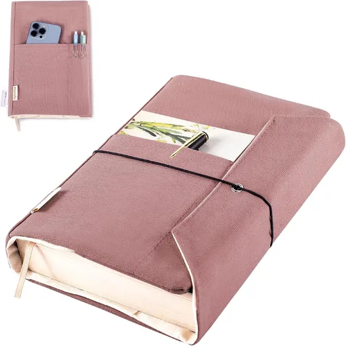 Miniatura 10 de Fundas de libro de lienzo, protector de libro lavable, funda de libro para novelas de tapa blanda, funda de libro ajustable para tapa dura