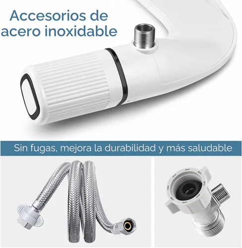 Miniatura 4 de BIGCOW - Accesorio de bidé ultrafino para inodoro, boquilla doble (lavado frontal y trasero), presión de agua fría ajustable y entrada de acero