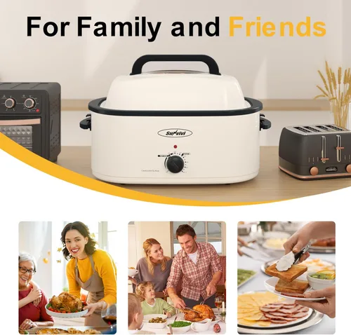 Miniatura 6 de Horno tostador Sunvivi, horno tostador eléctrico con tapa de visualización, horno tostador de pavo de 28 libras y 24 cuartos de galón con función