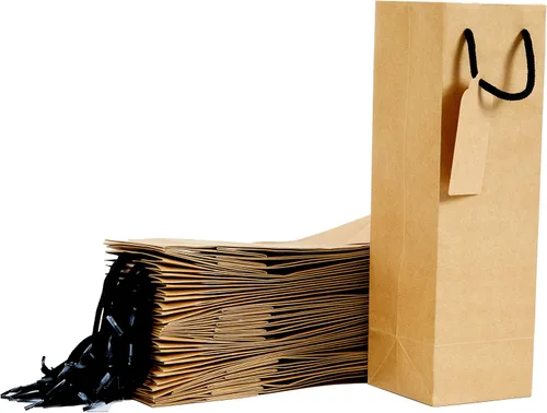 Miniatura 11 de Bolsa de regalo de vino para 2 botellas, 7.15 x 4 x 13 pulgadas, 24 bolsas de regalo para botellas de vino dobles