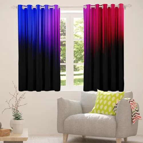 Miniatura 3 de Feelyou Cortinas abstractas degradadas para niños, adolescentes, azul, rojo y negro, cortinas de ventana para dormitorio, sala de estar, decoración