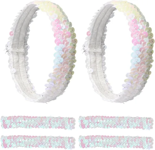 Miniatura 10 de GORGECRAFT 12 diademas de lentejuelas elásticas con purpurina elástica con purpurina a la moda, juego de accesorios para mujeres, deportes, bailes