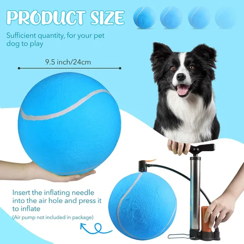 Miniatura 4 de susu & wuwu Pelota de tenis gigante para perros, pelota de tenis grande amarilla para perro, regalo de cumpleaños, pelotas de juguete para mascotas