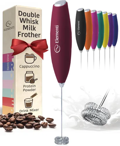 Miniatura 10 de Elementi Varita espumadora de leche, agitador eléctrico de mano fácil de usar para bebidas en polvo, batidor de café duradero y potente y varita