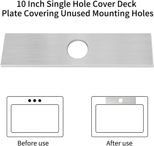 Miniatura 4 de Placa cuadrada plateada para grifo, placa de acero inoxidable de 10 pulgadas para fregadero de cocina de 1 o 3 agujeros, cubre agujeros de montaje
