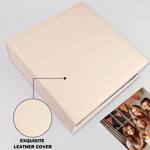 Miniatura 5 de Álbum de fotos 8x10 de 168 bolsillos con capacidad para 168 fotos, cubierta de piel de gran capacidad para fotos familiares de 8 x 10, álbum de Beige