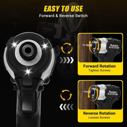 Miniatura 4 de Destornillador de impacto inalámbrico de 1/4 de pulgada para batería DeWalt de 20 V, controlador sin escobillas de 220 pies-libras (300 N.m), Negro