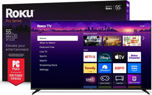 Roku Smart TV 2025 – Serie Pro de 55 pulgadas, TV Mini-LED – RokuTV con Control Remoto por Voz Retroiluminado Pro – Televisión 4K QLED de Pantalla