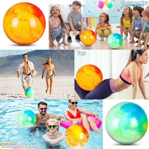 Miniatura 4 de Deekin 2 Pcs 15 Pulgadas 18 Pulgadas Bolas Rebotantes Marmolizadas Grandes Inflables de Goma Sensorial para Patio de Recreo al Aire Libre con Agua