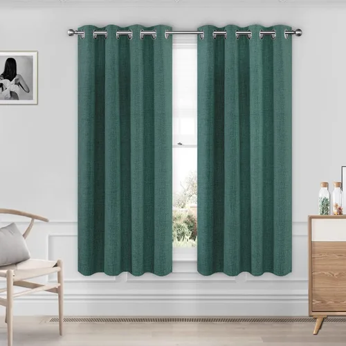 Miniatura 29 de CUCRAF Juego de 2 paneles de cortinas 100% opacas de lino de 84 pulgadas de largo, con pestaña trasera y bolsillo para barra para sala de estar