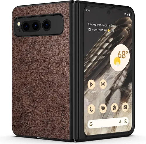 Funda para Google Pixel Fold de cuero de alta calidad, diseño retro, funda protectora completa para Google Pixel Fold 5G (café)