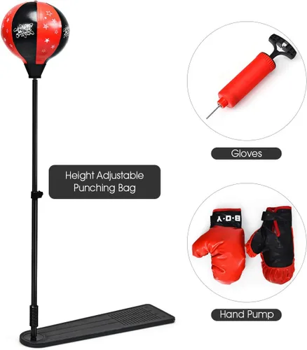 Miniatura 2 de Costzon Punching Bag for Kids, Boxing Bag Set Toy with Height Adjustable Stand, Kids Boxing Gloves and Hand Pump, Freestanding Boxing Equipment Gift