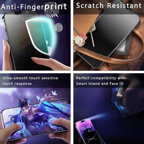 Miniatura 6 de Paquete de 2 protectores de pantalla antiespía de privacidad mate para iPhone X/XS/11 Pro (5.8 pulgadas), vidrio templado 9H, antirreflejos