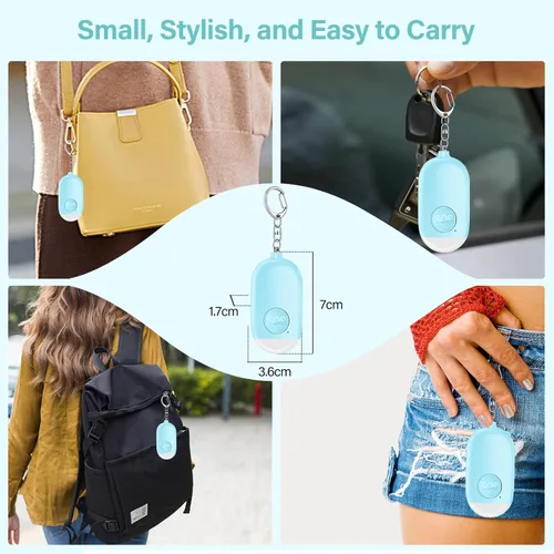 Miniatura 8 de Hion Alarma de seguridad personal para mujeres, recargable de 130 dB, llavero de alarma de autodefensa con linterna LED, seguridad sonora segura