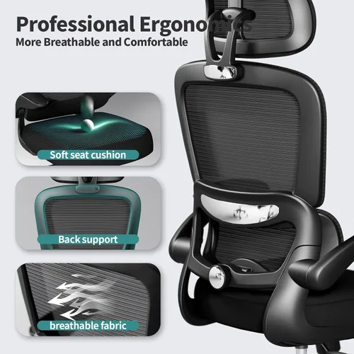 Miniatura 4 de TRALT Silla de oficina ergonómica de escritorio, 330 libras, sillas de escritorio de oficina de malla para el hogar con ruedas, cómodas sillas