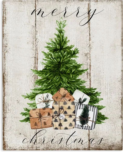 Stupell Industries Árbol de Navidad rústico envejecido, diseñado por Deborah Brown, 16 x 20 pulgadas, arte de pared en lienzo | Stupell Industries |