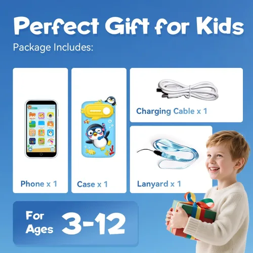 Miniatura 8 de Teléfono inteligente para niños, juguetes educativos para niños con más de 220 juegos, pantalla táctil de 3.97 pulgadas, cámara de 5 MP, control