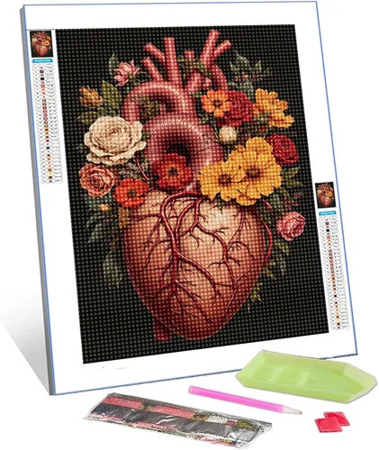 Miniatura 14 de TUMOVO Pintura mecánica de diamantes de corazón DIY 5D, kit de numeración, anatomía humana, cristal de diamantes de imitación, obra de arte mágica