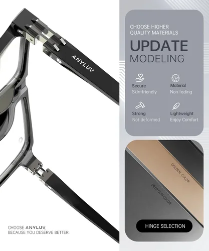 Miniatura 3 de ANYLUV Gafas de luz azul para hombre, lentes de bloqueo de luz azul para hombres y mujeres, antifatiga ocular UV400 para protección ocular