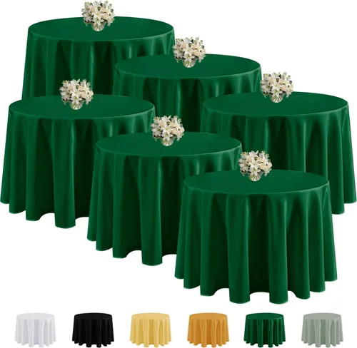 Miniatura 12 de Fitable Paquete de 6 manteles redondos negros de 70 pulgadas, resistentes a las arrugas y a las manchas, manteles de poliéster lavables para bodas