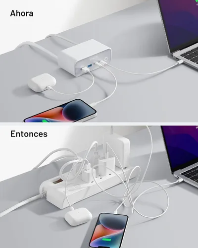 Miniatura 5 de Anker Estación de carga 525, tira de alimentación USB C de 7 en 1 para iPhone 13/14, cable de extensión de 5 pies con 3 AC, 2 USB A, 2 USB C, Blanco