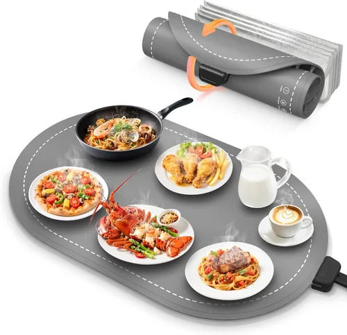 Tapete de calentamiento para alimentos con almohadilla resistente al calor (24 x 15 pulgadas), tapete de calentamiento de alimentos para encimera,