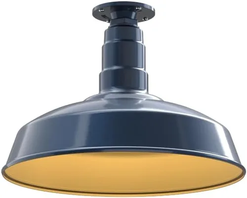 Miniatura 21 de Steel Lighting Co. Carson Barn Light Colgante montado en el techo Cúpula de 16 pulgadas Cable negro Luz de acero de estilo industrial