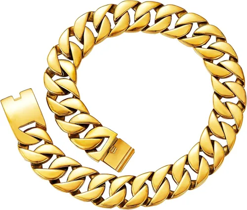 Miniatura 8 de AYiFFWTEO Collar de Pulsera de Cadena de Oro de 32mm de Ancho, Cadena de Oro Pesada con Caja, Chapado en Oro de 18K, Acero Inoxidable 316L, Cadena