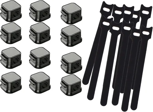 Miniatura 12 de 36 soportes magnéticos para cables organizadores de cables para mesita de noche, computadora, soporte magnético para cables de mouse, soportes black3