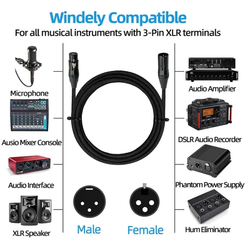 Miniatura 2 de Cable XLR a XlR de alta calidad (3 pies 1 paquete) conector de cable equilibrado con cancelación de ruido, cables de micrófono XLR de 3 pines, cable