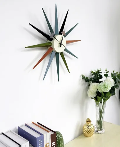 Miniatura 5 de Reloj de pared moderno de mediados de siglo, grande, silencioso, sin tictac, de 18 pulgadas, de madera maciza, reloj retro para decoración de sala