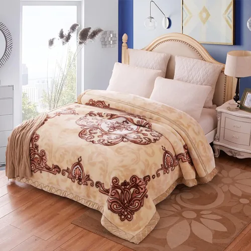 Miniatura 2 de Manta de visón coreano de 55"×75", sedosa, suave y cálida - Manta de cama Raschel reversible de 2 capas para cama individual. (150x200cm-2.5kg).