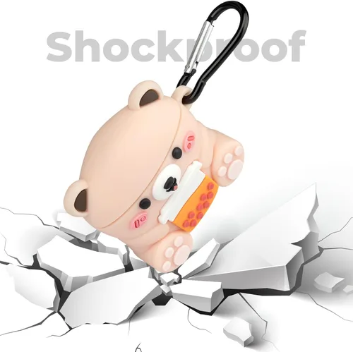 Miniatura 7 de Linda funda para Airpods 4, Boba Tea Bear AirPods de 4ª generación (2024), divertida funda de animales de dibujos animados en 3D, protección