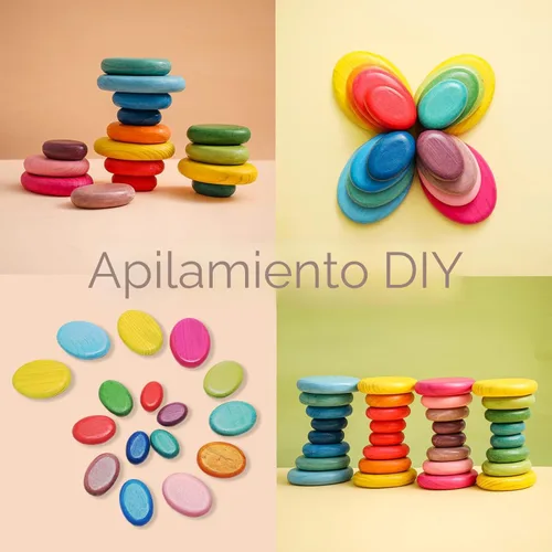 Miniatura 7 de OESSUF Rocas apilables extragrandes para niños pequeños de 1 a 3 años, 16 piezas de juguetes Montessori de madera, piedras de equilibrio jumbo