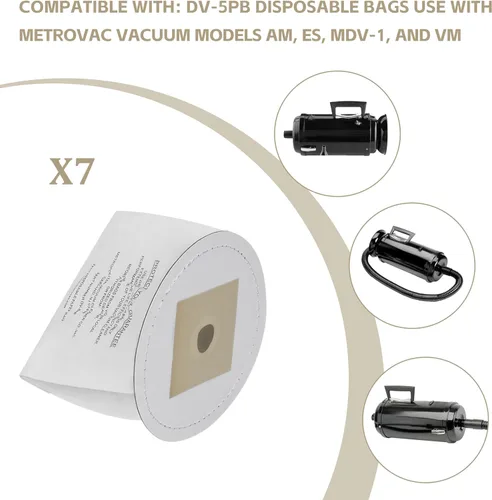 Miniatura 4 de DV-5PB Bolsas desechables para MetroVac compatibles con modelos de vacío MetroVac MDV-2, MDV-3, 7