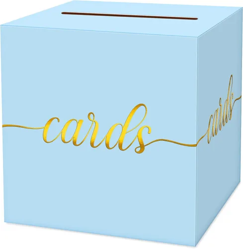 Miniatura 9 de 1 Paquete Caja de Tarjetas Negra y Dorada para Fiesta, Caja de Tarjetas de Regalo Negra de 8.7" para Cumpleaños, Boda, Baby Shower, Jubilación