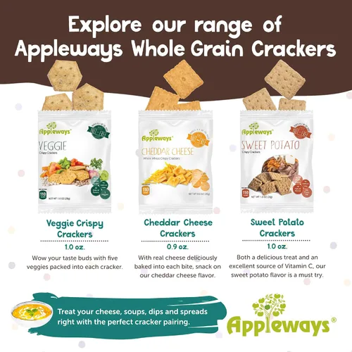 Miniatura 6 de Appleways Galletas de queso cheddar, patatas fritas de queso totalmente naturales envueltas individualmente, aperitivo de queso certificado Kosher